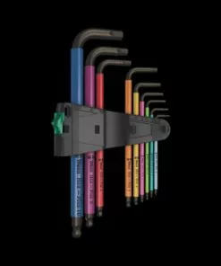 WERA Werkzeug Innensechskantschlüssel Set HEX-Plus 9-teilig 1.5/2/2.5/3/4/5/6/8/10 Mm Inbusschlüssel Schwarz