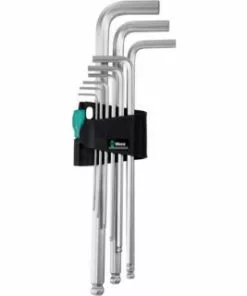 WERA Werkzeug Innensechskantschlüssel Set HEX-Plus 9-teilig 1.5/2/2.5/3/4/5/6/8/10 Mm Inbusschlüssel Silber